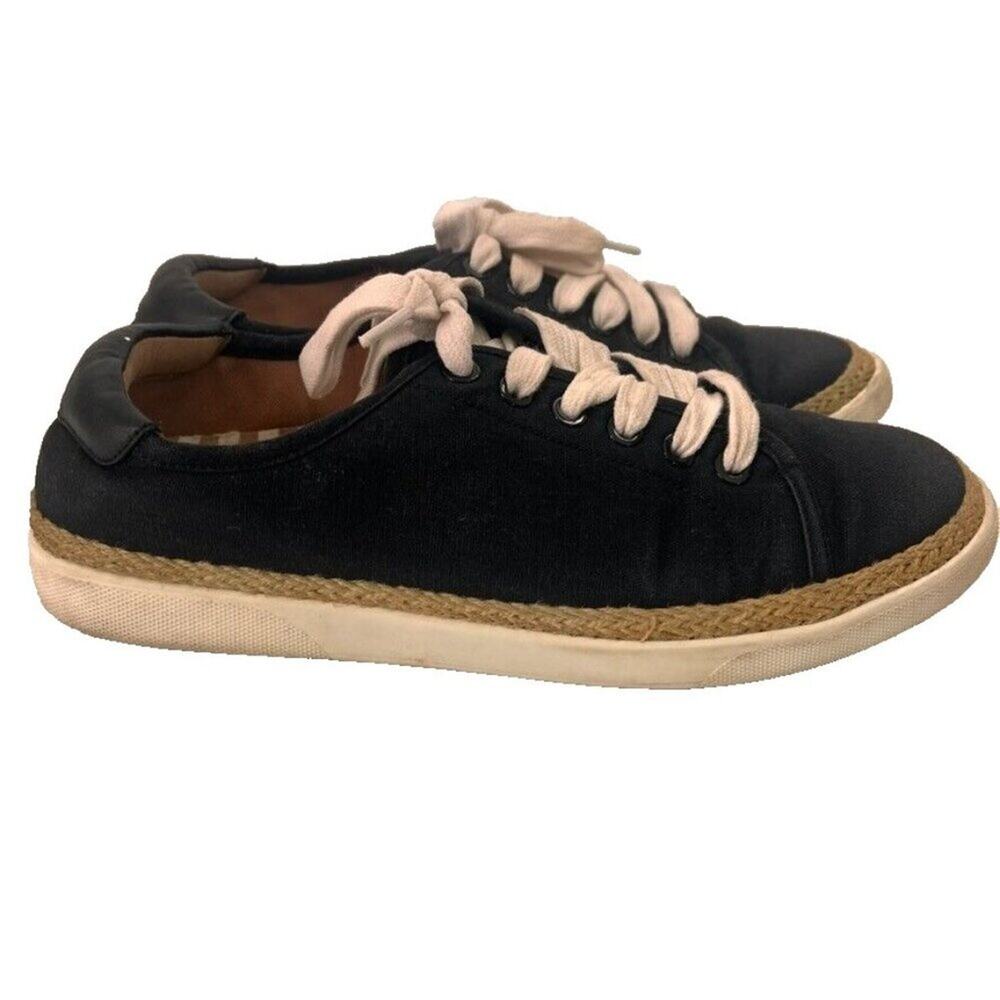 VIONIC Sneaker Womens 8.5 Black Hattie Canvas Lace Up Casual Comfort Espadrille